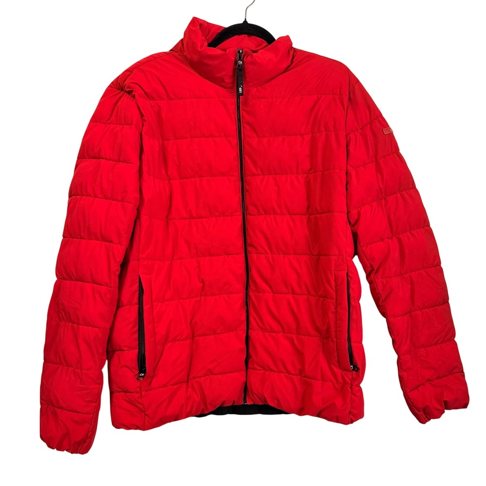 Calvin Klein Mens Red Puffer Jacket Sorona Aura Insulated Quilted Coat Large